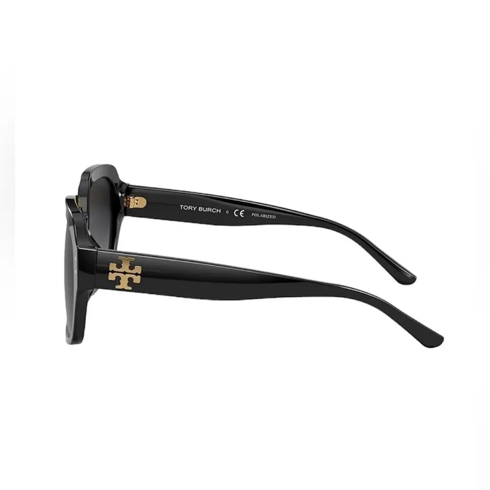 Tory Burch  Black  Square Sunglasses Grey polorized  Lens NEW